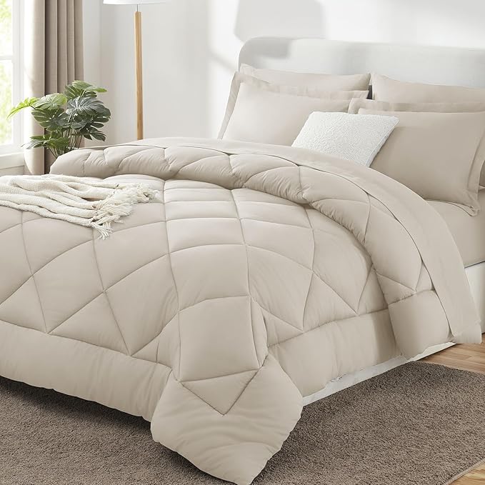 CozyLux Full Size Comforter Sets Beige by CozyLux