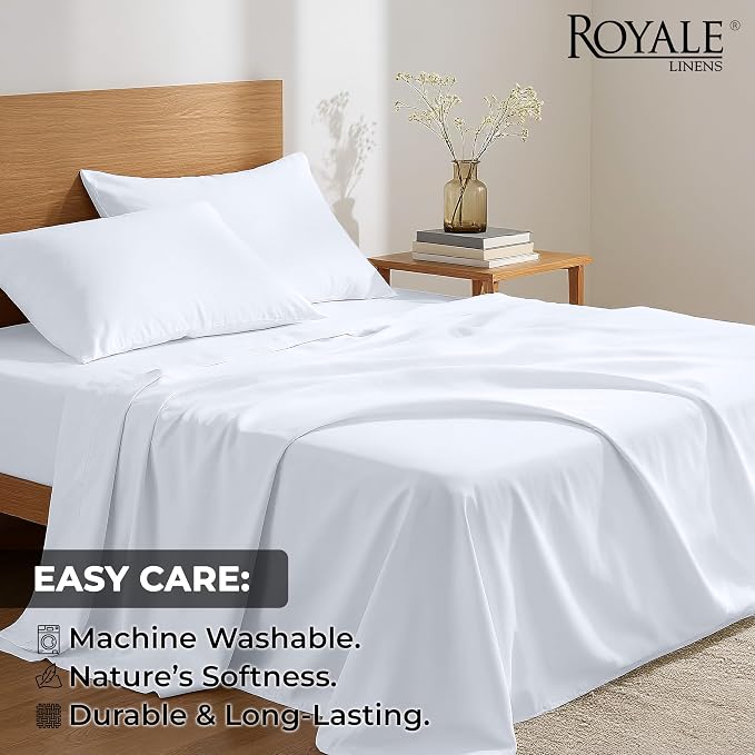 Royale Linens 100% Organic Cotton King 2 Pack Flat Sheet Only - Image 8