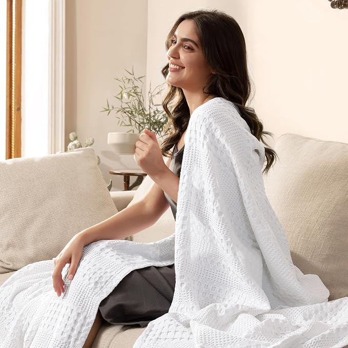 PHF Cooling Waffle Blanket Twin Size, Lightweight 60% Rayon from Bamboo & 40% - Image 7