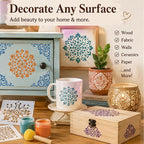 50 Pcs Large Mandala Stencils for Painting, 3.93 X 3.93 Inch Flower Stencils - Image 4