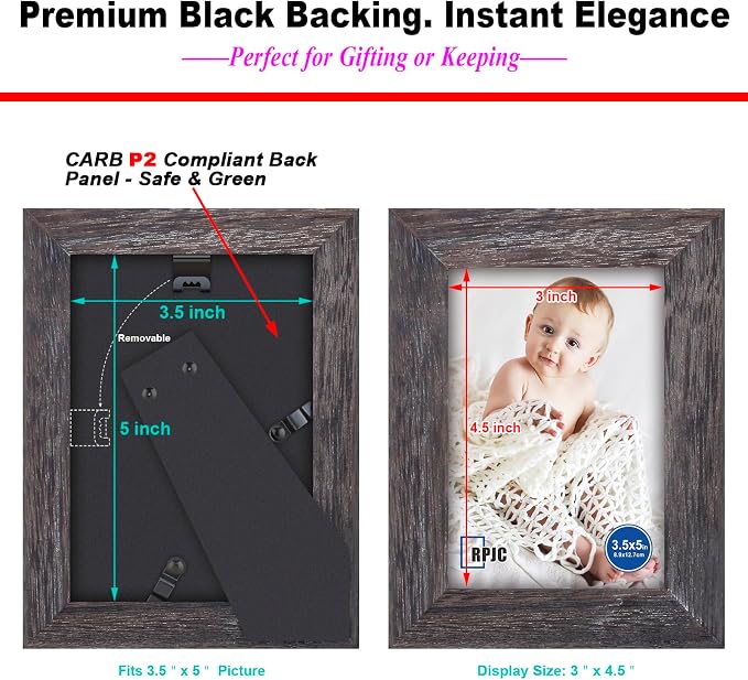 RPJC 3.5x5 inch Picture Frame Made of Solid Wood High Definition Glass - Image 8