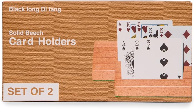 Black long Di fang Standard Size Solid Beech Playing Card Holder-2 Piece - Image 7