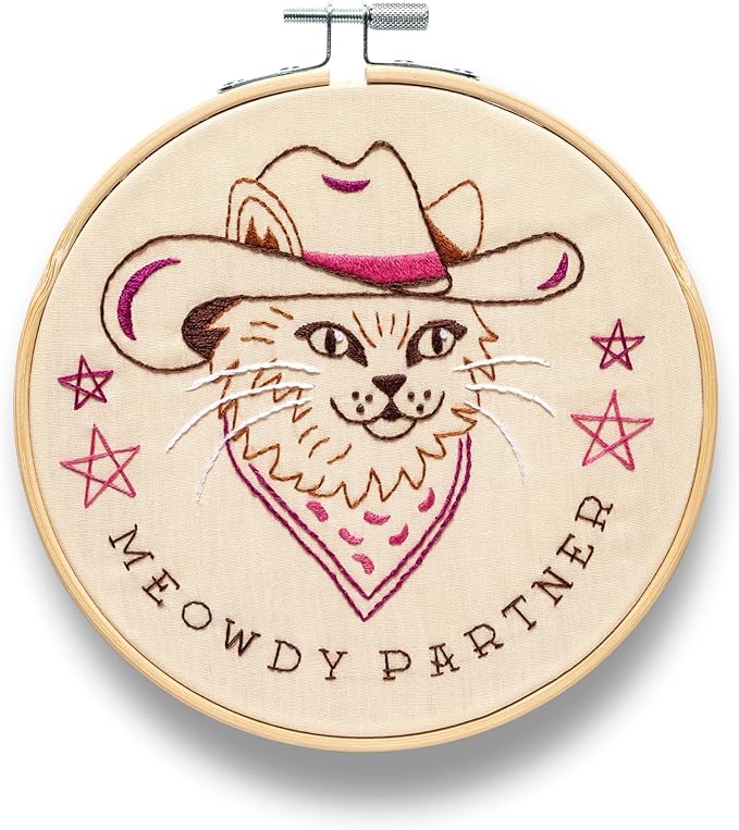 FUNATIC Meowdy Partner Embroidery Kit | Funny Beginner Needle Work Starter Set by FUNATIC