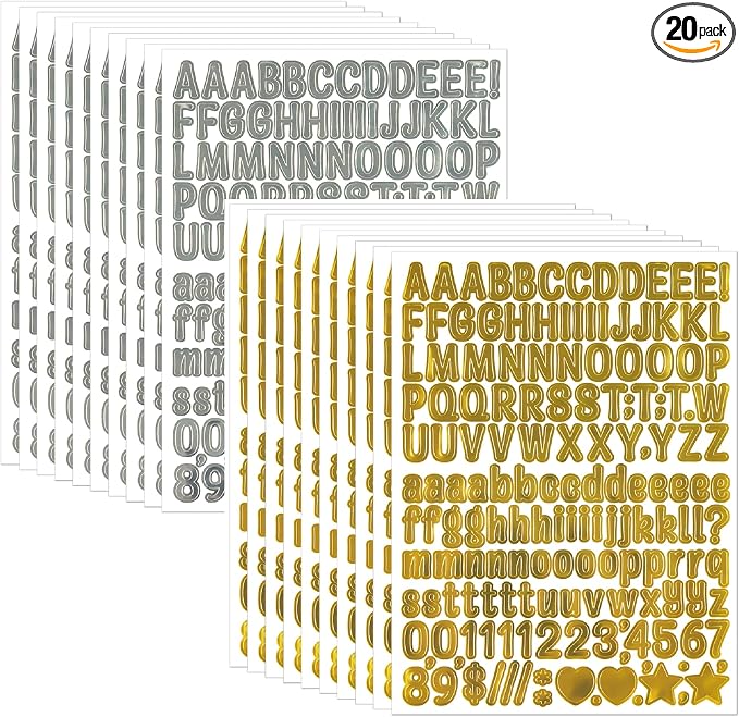 3040Pcs 20 Sheets Small Letter Number Stickers, 0.5inch Self-Adhesive Vinyl by Unknown