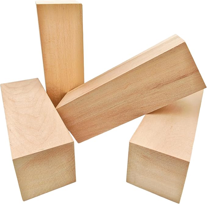4Pcs Unfinished Basswood Blocks-2x2x6 Inch Rectangular Linden Wood Blocks - Image 5
