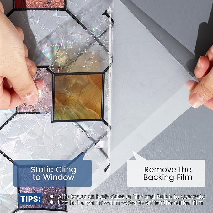 DKTIE Rainbow Stained Glass Window Film Decorative Privacy Window Film Patterns - Image 9
