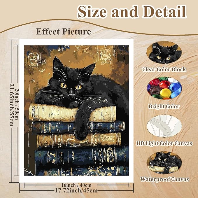 HMZephitiquc Cat Paint by Numbers Kit - Image 4