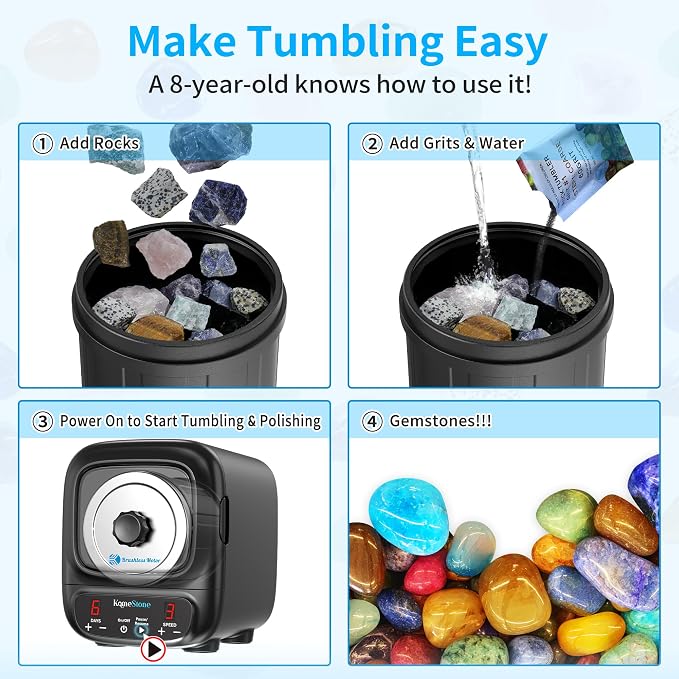 Ultra Quiet Rock Tumbler Kit for Adults – 3LB Professional Rock Polisher - Image 5