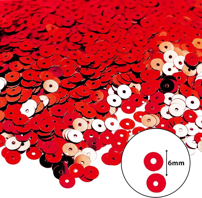 Mandala Crafts 6mm Flat Round Red Sequins - Image 3