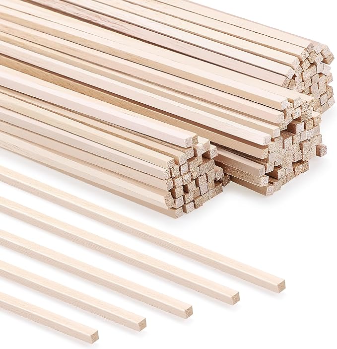140 Pcs Balsa Wood Sticks, 1/8 X 1/8 X 12 in Square Dowel Rods | Smooth by WSICSE