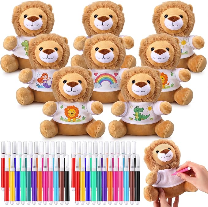 Blueweenly 64 Pcs Make Your Own Stuffed Animal Lion Kit Including 6 Inches Soft by Blueweenly