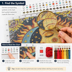 WYBQFDJ Sunflower Sun & Moon Beginner Cross Stitch Kit, 11.8 x 15 in | - Image 3