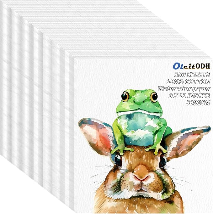 150 Sheets 100% Cotton Watercolor Paper Bulk -140LB/300GSM Art Paper-9 x 12 - Image 9
