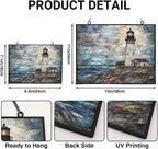 Customized Rectangle Vintage Lighthouse Shore Stained Glass Window Hanging - Image 3