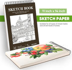 Soucolor 11"x14" Large Sketchbook, 100 Sheets Thick Acid Free Sketch Pad | - Image 6