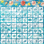 Augshy 56 Pieces Small Summer Sea Ocean Beach Stencils by Augshy