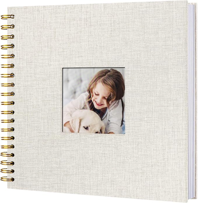 10 x 10 Inch Scrapbook Photo Album, Hardcover Kraft White Pages Arch Window by Sprsthai