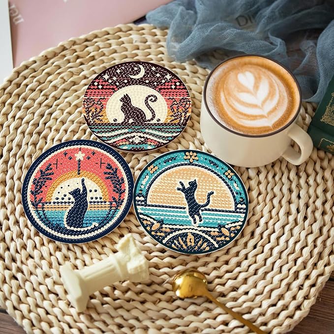 8PCS Diamond Art Coasters Kit, Cat Diamond Painting Coasters - Image 4
