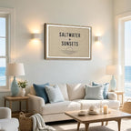Framed Saltwater Sunsets Wall Art Coastal Beach Quote Minimalist Poster Print - Image 6