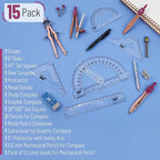 Mr. Pen- Geometry Set, Rose Gold & Pink | 6 Inch Swing Arm Protractor, Set - Image 2