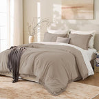 Andency Queen Comforter Set Khaki, 3 Pieces Boho Fall Tassel Lightweight - Image 2