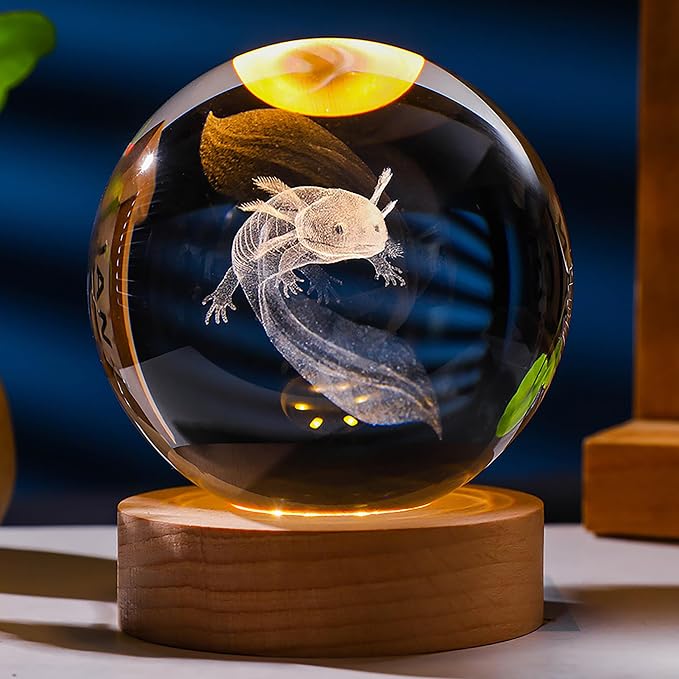 3D Axolotl Gifts for Women Crystals Ball 60mm- Axolotl Figurines Decor Glass by Unknown