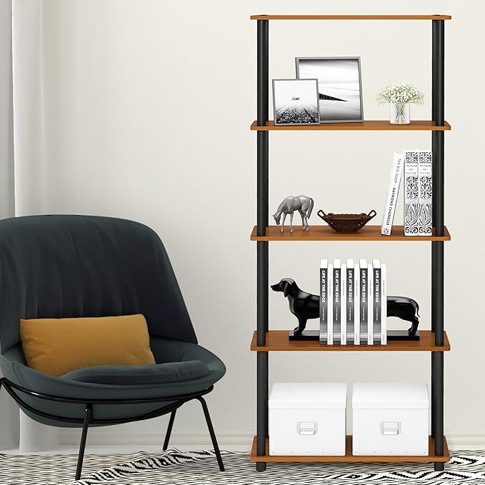 Furinno TURN-N-TUBE Storage Shelves, 5-Tier Book Shelf, Corner Shelf, Toolless - Image 2