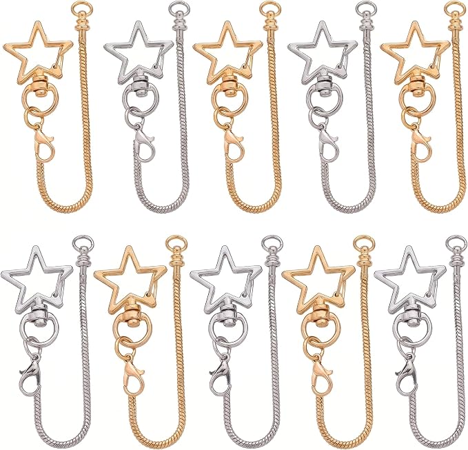 10PCS Beadable Keychain Bars Mixed Color Chain Keychains Key Chain Making Kit by PIPITREE