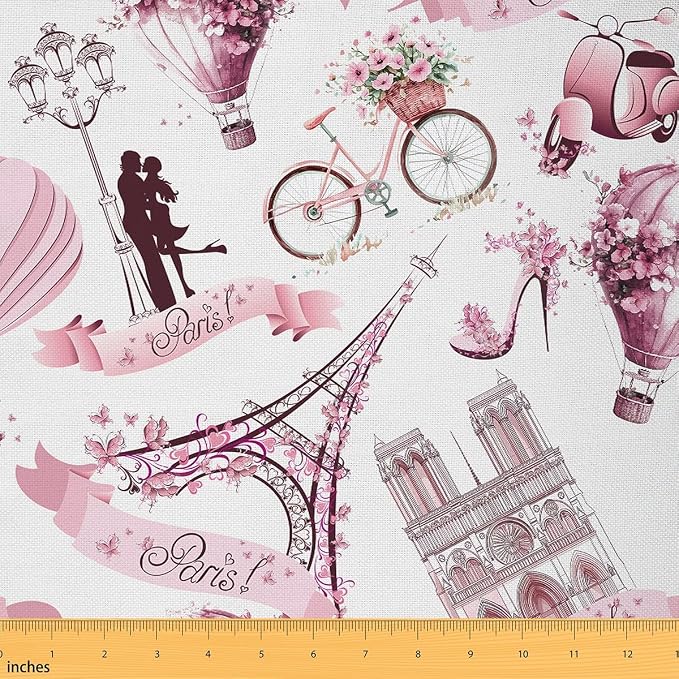 Feelyou Eiffel Tower Upholstery Fabric by The Yard, Romantic French Paris by Feelyou