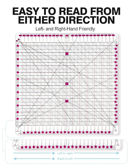 Quilting Rulers 12.5" x 12.5", Slotted Quilting Ruler - Image 3