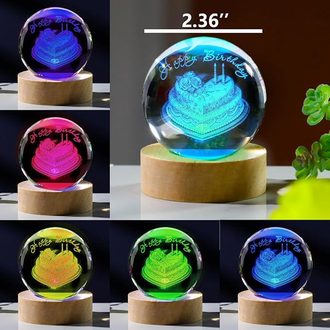 3D Birthday Gifts for Women Crystals Ball 60mm - Image 3