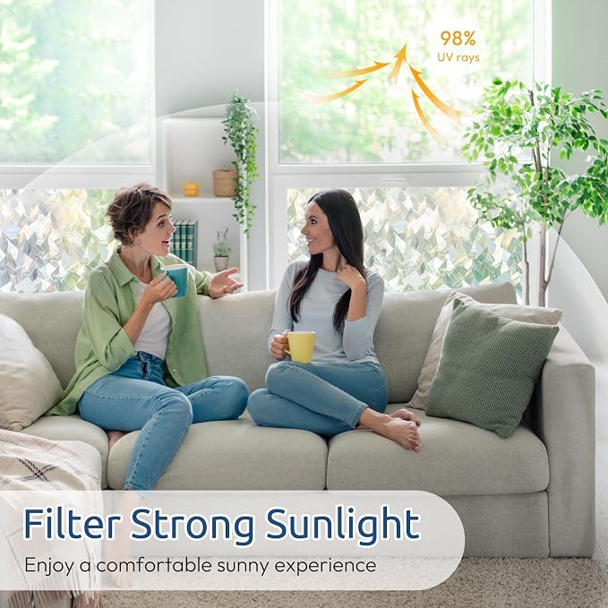 rabbitgoo Window Privacy Film, Crystal Icicles, 23.6" x 78.7" | Stained Glass - Image 5