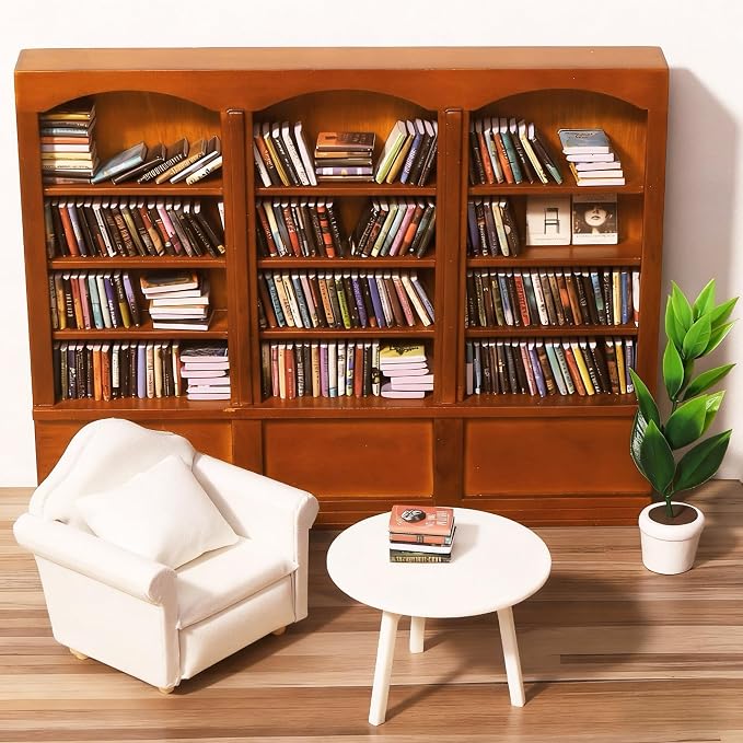 DIYDEC Mini Bookshelf with 240pcs Mini Books Sofa Desk Plant Miniature Anxiety by DIYDEC