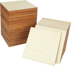 100 Pieces 5x5 Inch Wood Squares Unfinished Basswood Plywood Wooden Sheets 1/8 by ZOFORTY