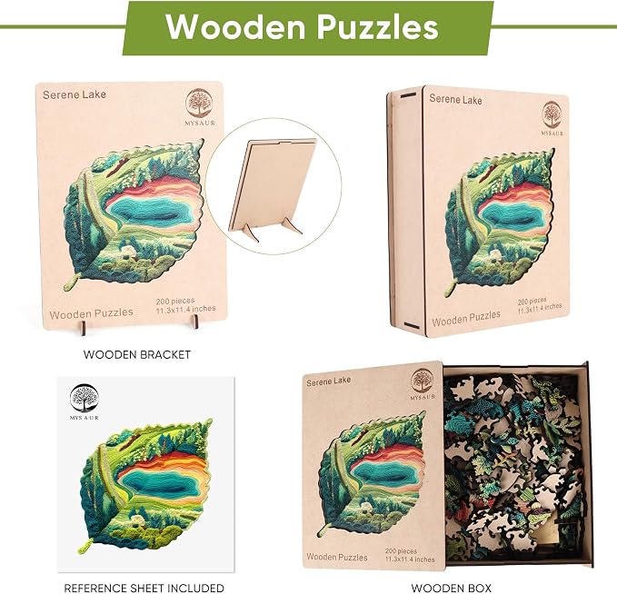 MYS A·U·R Wooden Puzzles for Adults, Serene Lake Jigsaw Puzzle 200pcs, - Image 2