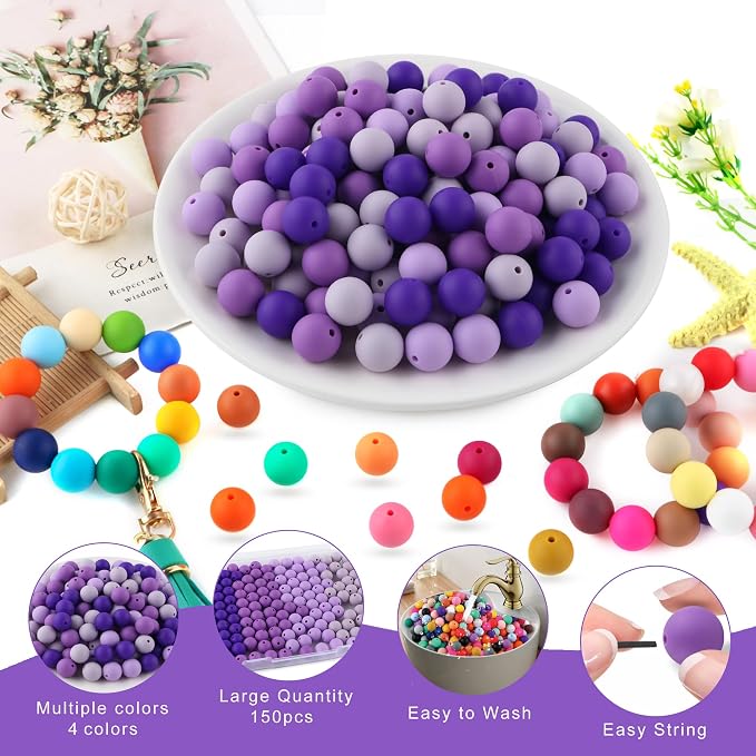 150Pcs Silicone Beads 15mm Mix Color, Bulk Silicone Beads 15mm - Image 3