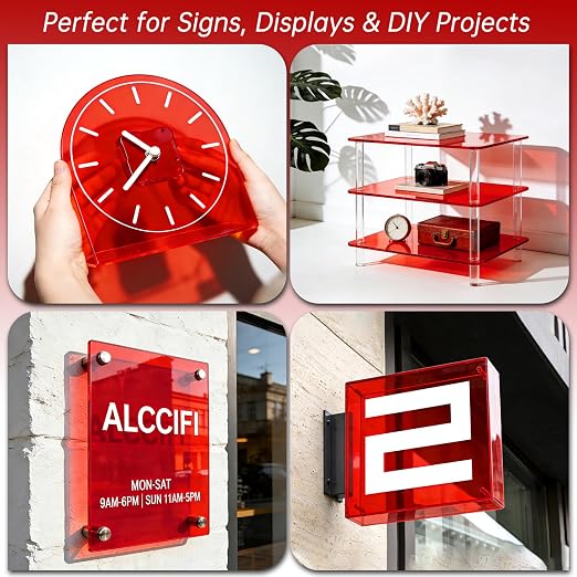 Red Acrylic Sheet 12" x 16", 2 Pack 1/8" Thick Translucent Cast Plexiglass - Image 5