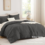 Andency Dark Grey Oversized Super King Comforter Set 120x120, Extra Large King - Image 3