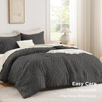 Andency Dark Grey California King Comforter Set, Boho Cal King Soft Warm Tufted - Image 3
