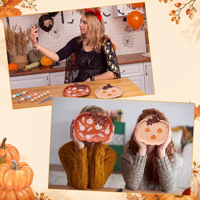 MotiMind 4 Set Ceramics to Paint Pumpkin Jewelry Tray Ready to Paint Your Own - Image 5