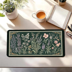 Deep Green Retro Desk Pad, Plant Flower Mouse Pad XXL, Large Gaming Mouse Mat - Image 3