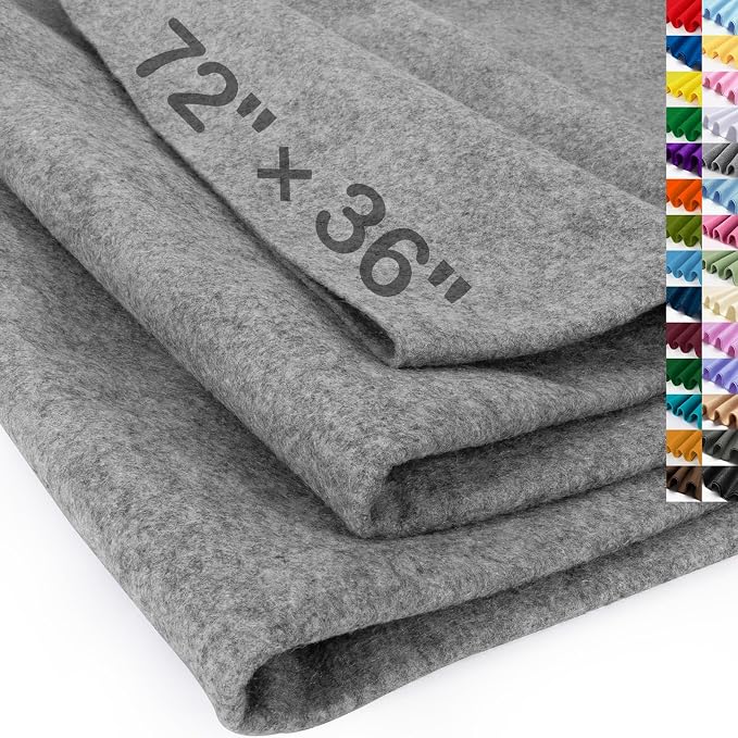 XSEINO Gray Large Felt Fabric 72" X 36 ", 1.4 mm Thick Soft Felt Fabric Sheet by XSEINOiscreating%EF%BC%81