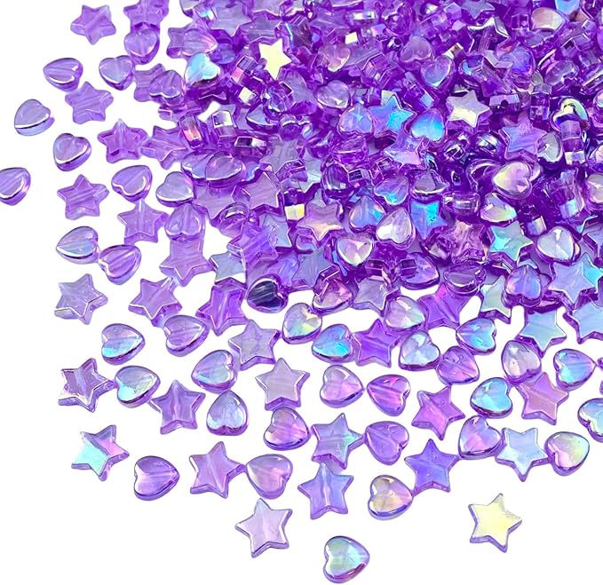 600 PCS Acrylic Heart Star Shape Clear AB Colors Assortment Flat Bead-in-Bead by Jmassyang