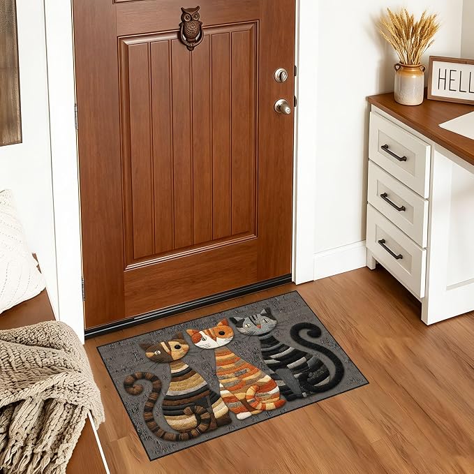 Cute Cat Faux Cashmere Non-Slip Rug 15.7x23.6 Inches, Washable Low Pile - Image 6