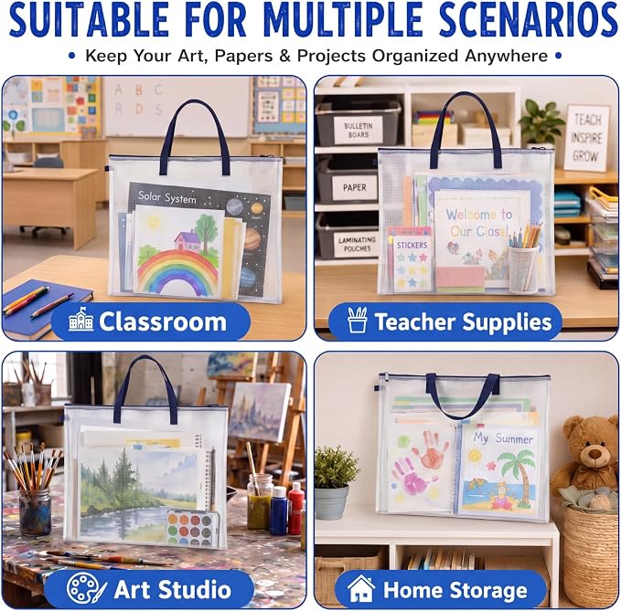 10 Pcs Art Portfolio Bags, 19 x 25 Inch Clear Poster Storage Bags - Image 6