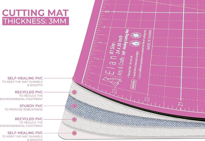 Elan Cutting Mat A1 Pink & Purple, Large Self Healing Cutting Mat 24 x 36 Inch - Image 3