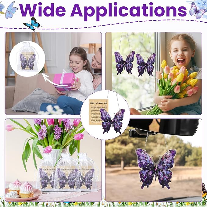 Butterfly Gifts for Women Colorful Acrylic Butterfly Suncatcher Ornament Faux - Image 6