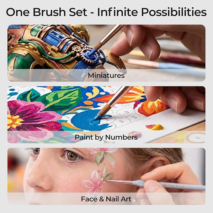 Nicpro 15PCS Micro Fine Detail Paint Brush Set, Aesthetic Pastel Small - Image 7
