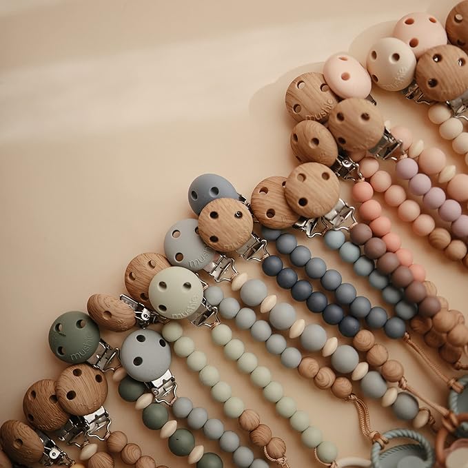 mushie 100% Silicone Baby Pacifier Clip BPA Free | Eva (Stone)
