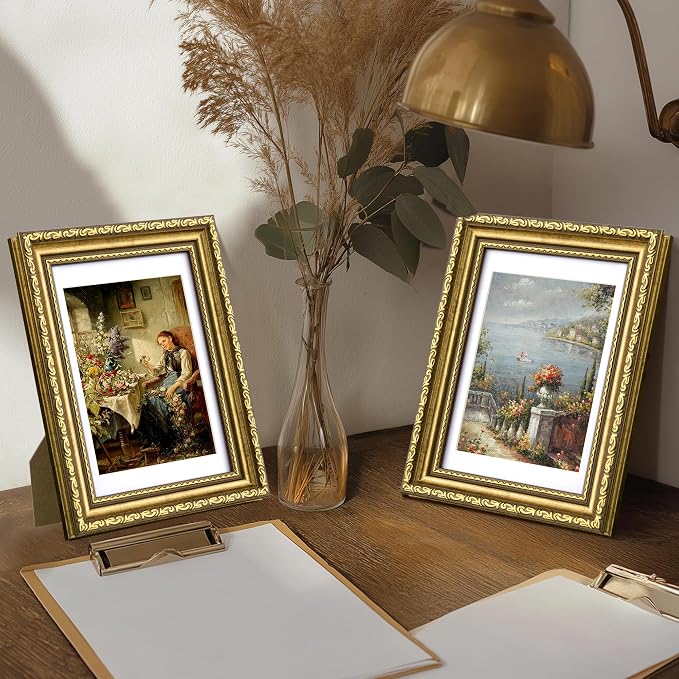 eletecpro 5x7 Vintage Picture Frame, Glass Cover, Horizontal or Vertical - Image 6